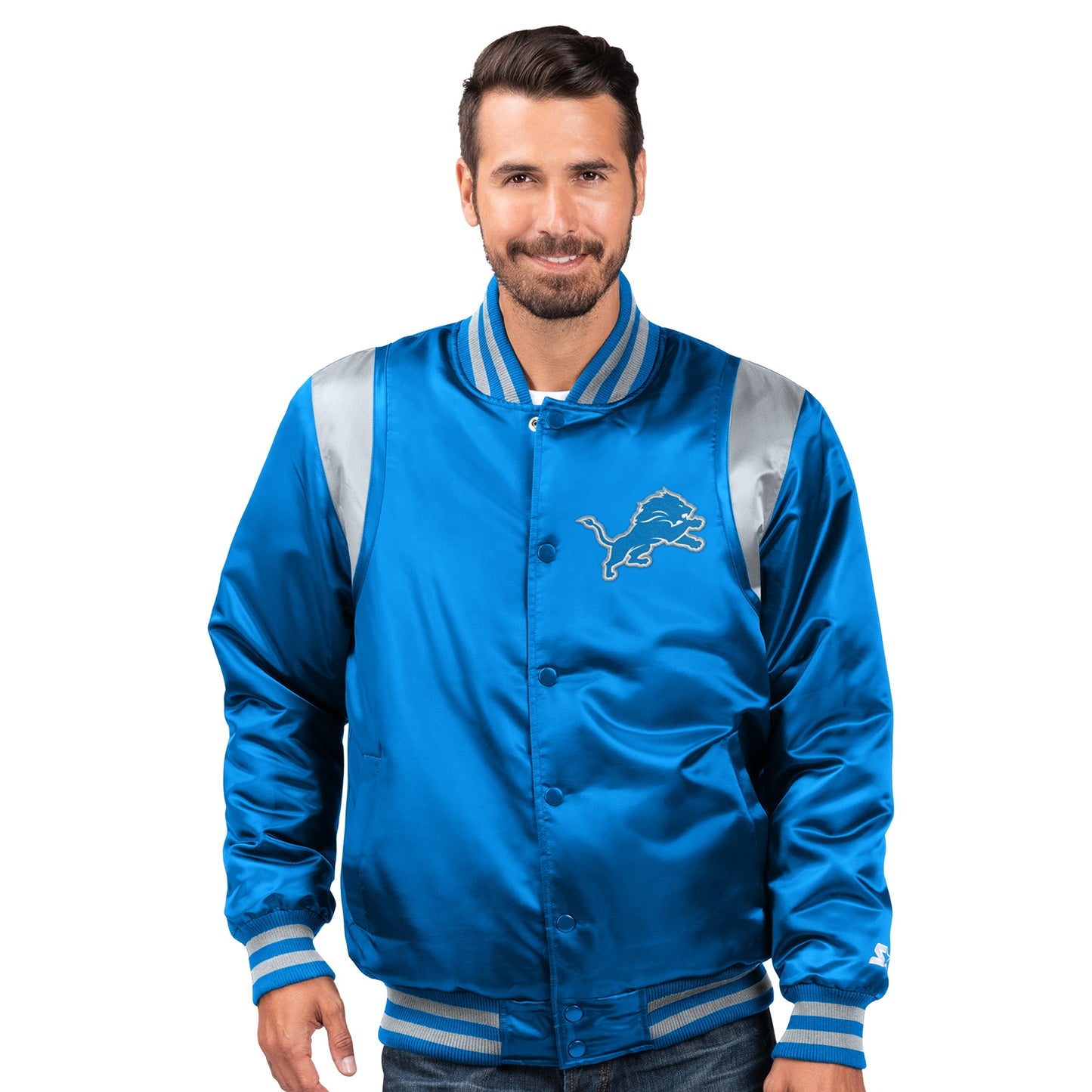 Detroit Lions Starter The Prime Vintage Full Snap Satin Jacket - Blue