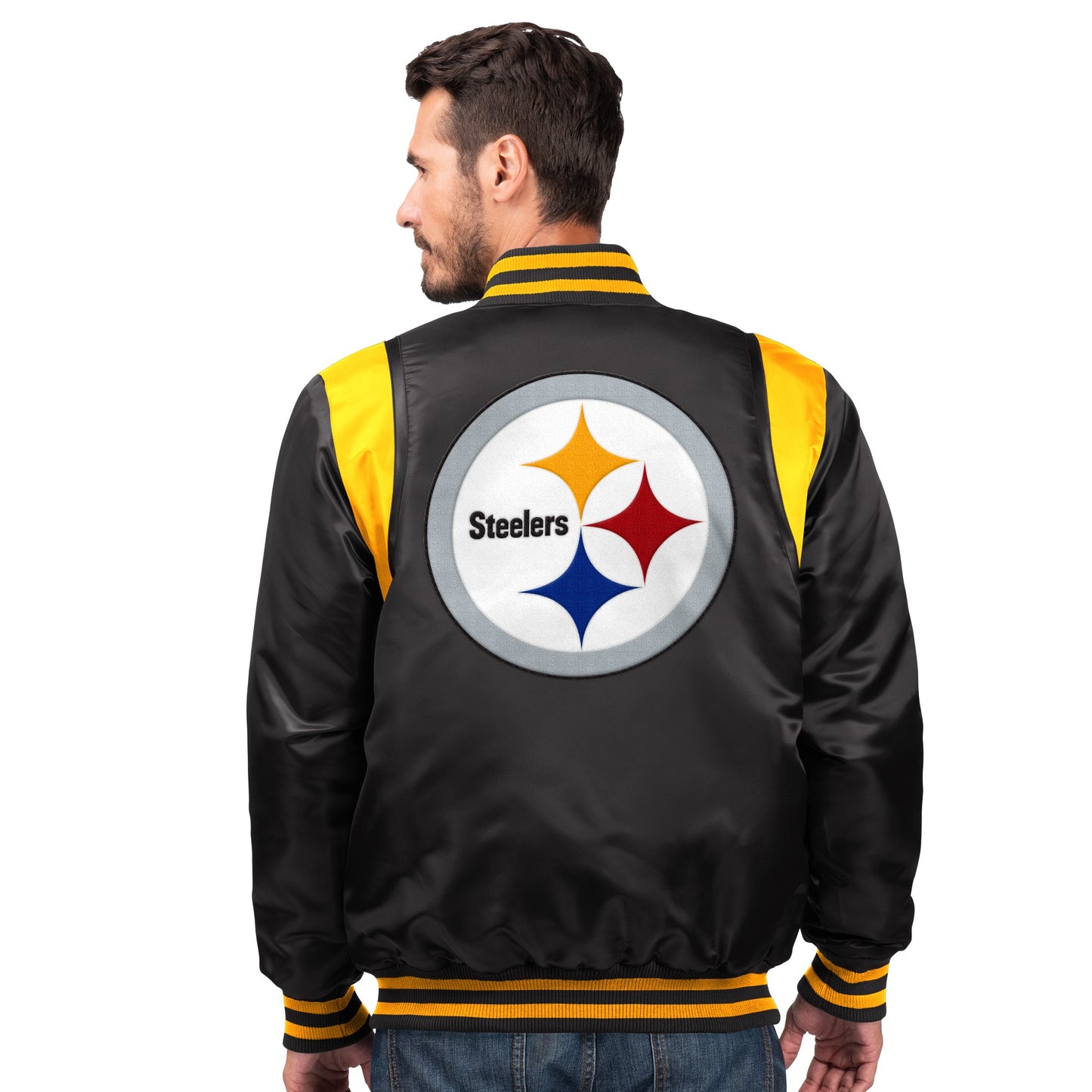 Pittsburgh Steelers Starter The Prime Vintage Full Snap Satin Jacket - Black