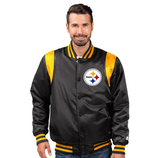Pittsburgh Steelers Starter The Prime Vintage Full Snap Satin Jacket - Black