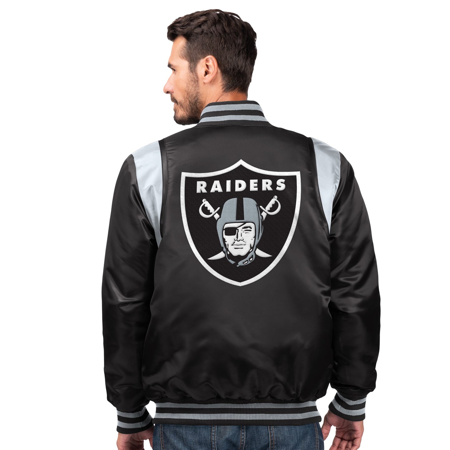 Las Vegas Raiders Starter The Prime Vintage Full Snap Satin Jacket - Black