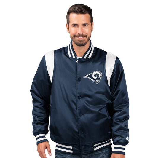 Los Angeles Rams Starter The Prime Satin Vintage Full Snap Jacket - Blue
