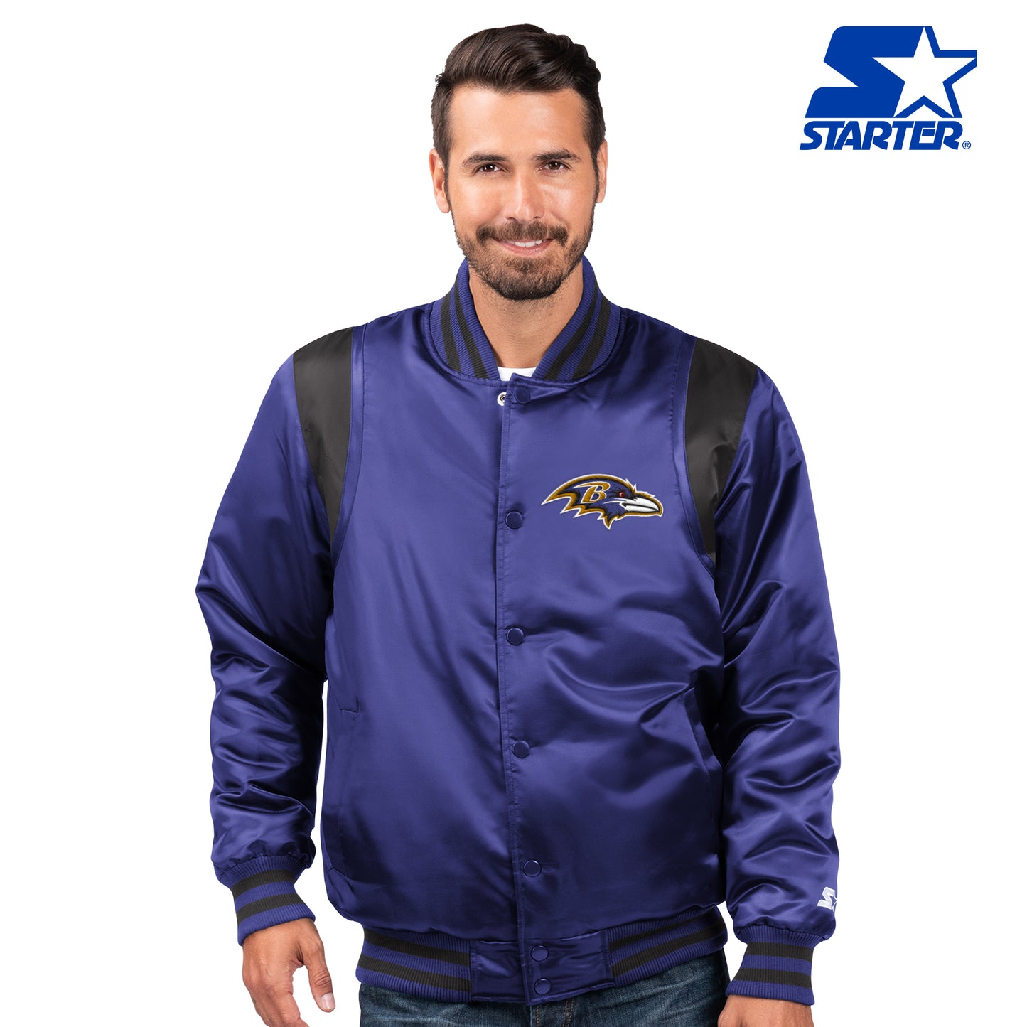 Baltimore Ravens Starter Prime Vintage Full Snap Men's Jacket - Purple