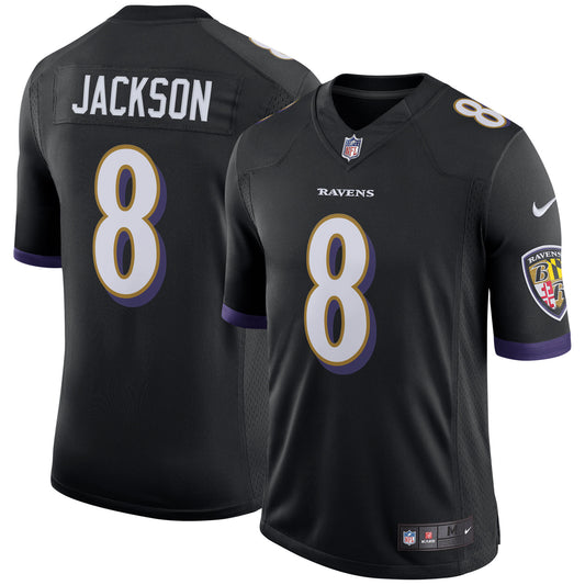 Baltimore Ravens Nike #8 Lamar Jackson Game Black Jersey Men's