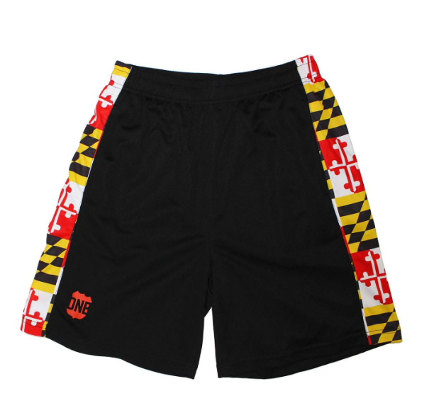 Route One Maryland Flag Black Men's Running Shorts