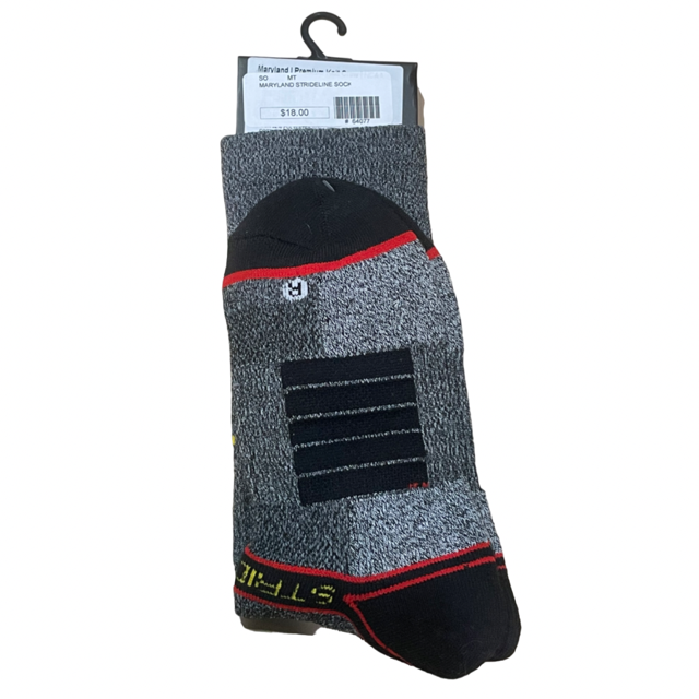 University of Maryland Strideline Terrapins Logo Crew Socks- Gray