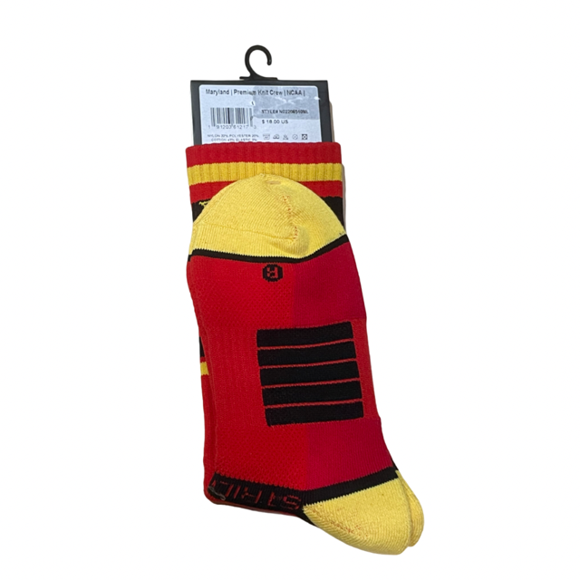 University of Maryland Strideline Terrapins Logo Crew Socks-Red