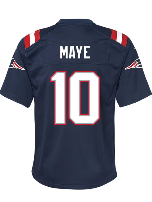 New England Patriots # 10 Drake Maye Youth Game Jersey - Blue