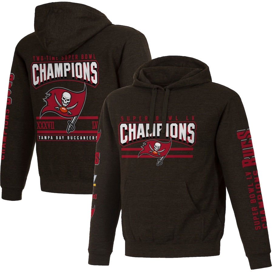 Tampa Bay Buccaneers Heathered Gray 2-Time Super Bowl Champions Hoodie