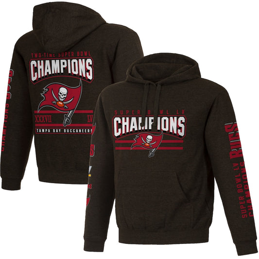 Tampa Bay Buccaneers Heathered Gray 2-Time Super Bowl Champions Hoodie