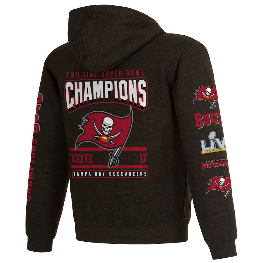 Tampa Bay Buccaneers Heathered Gray 2-Time Super Bowl Champions Hoodie