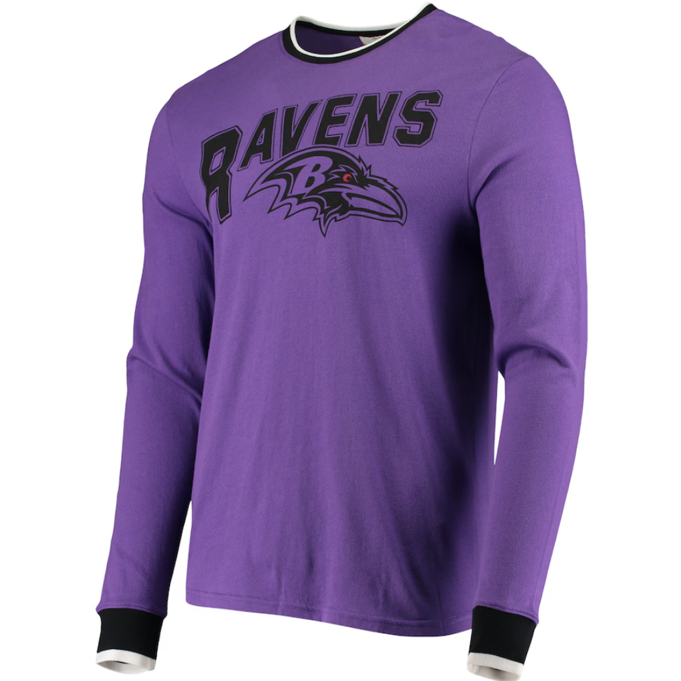 Baltimore Ravens  Men's Junk Food Purple Ringer Long Sleeve T-Shirt
