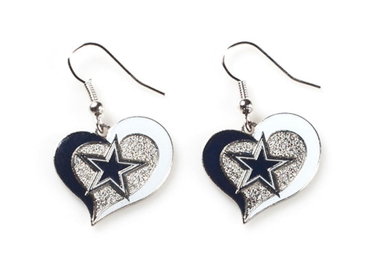 Dallas Cowboys Swirl Heart J-Hook Earrings