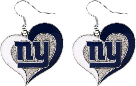 New York Giants Swirl Heart J-Hook Earrings