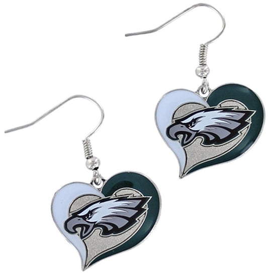 Philadelphia Eagles Amnico Swirl Heart Earrings