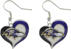 Baltimore Ravens Amnico Swirl Heart Earrings