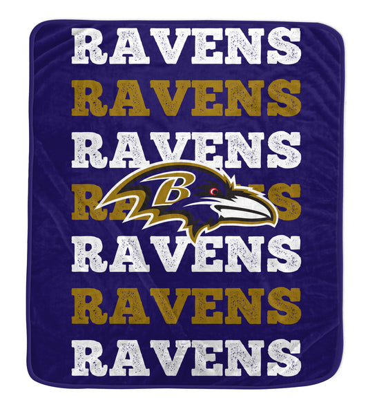 Baltimore Ravens Pegasus 60x70 Repeat Wordmark Fleece Throw
