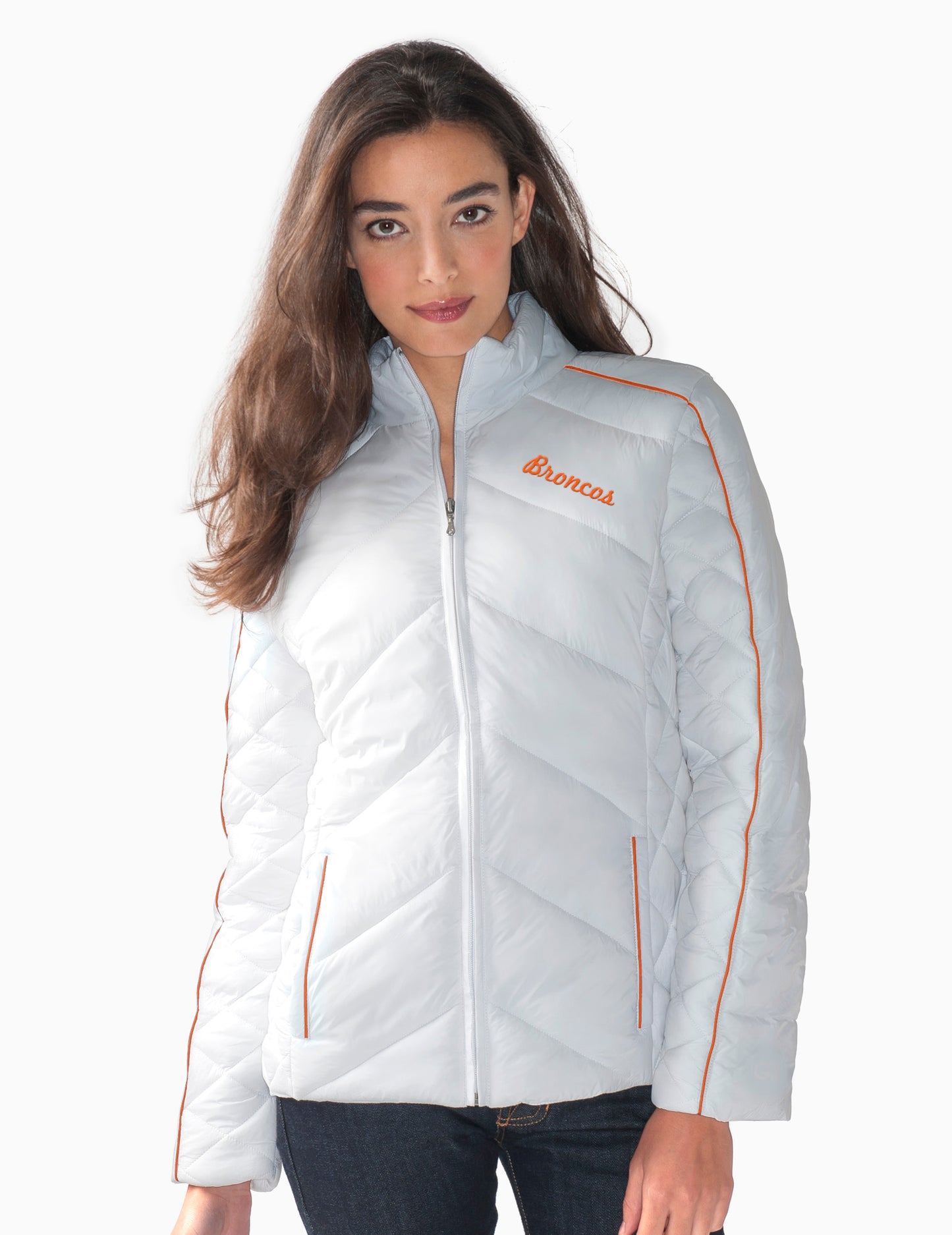Denver Broncos Women's Essentials Quilted Jacket by G-III - White
