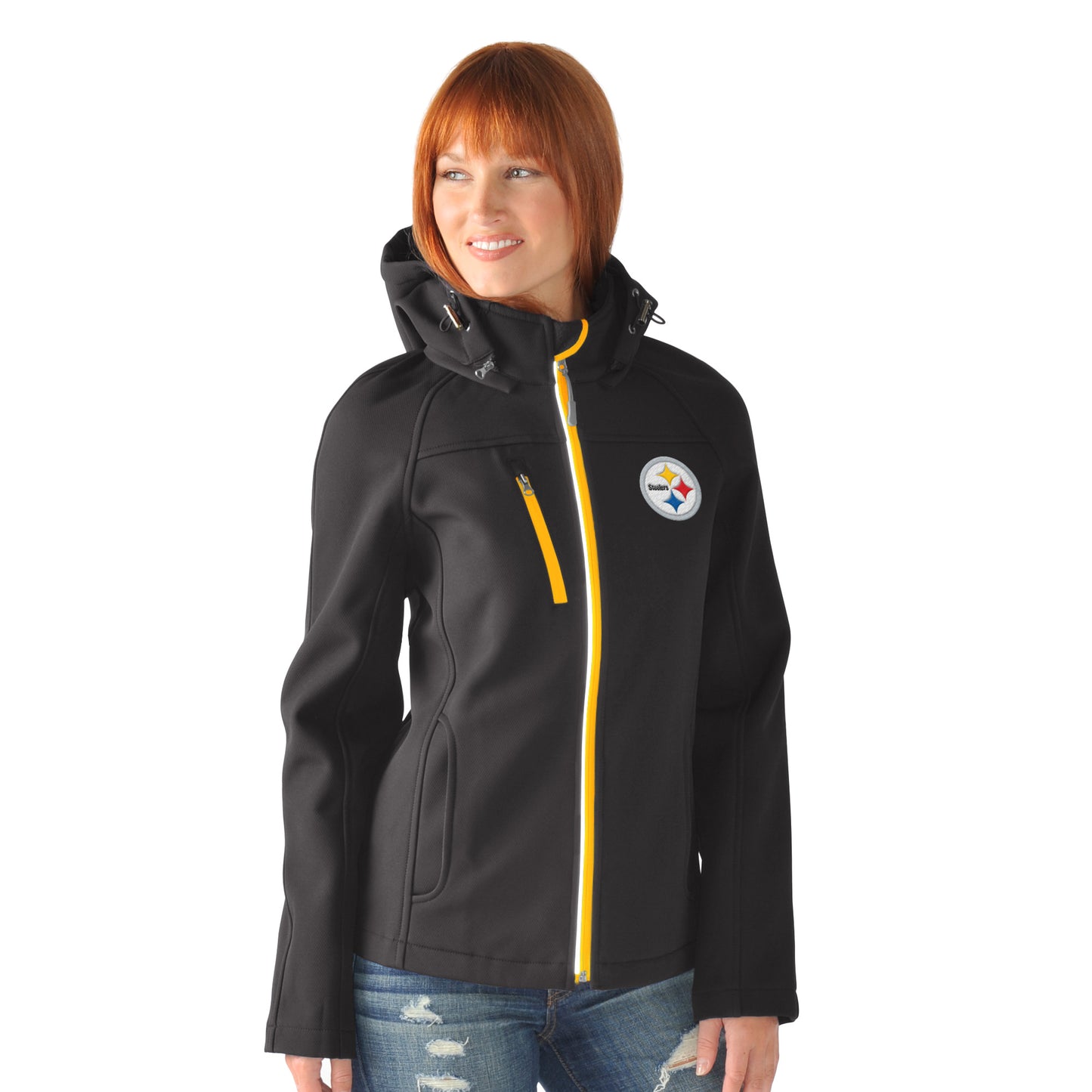 Pittsburgh Steelers Women's Fire Break Black Bonded Jacket by G-III