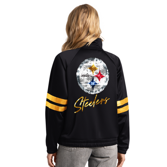 Pittsburgh Steelers G-III Blitz Women's Full-Zip Track Jacket – Black