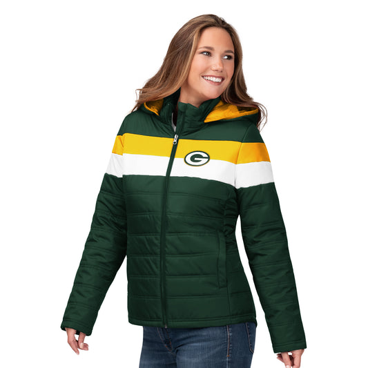 Green Bay Packers G-III Women's Wild Card Parka Jacket - Green / Yellow