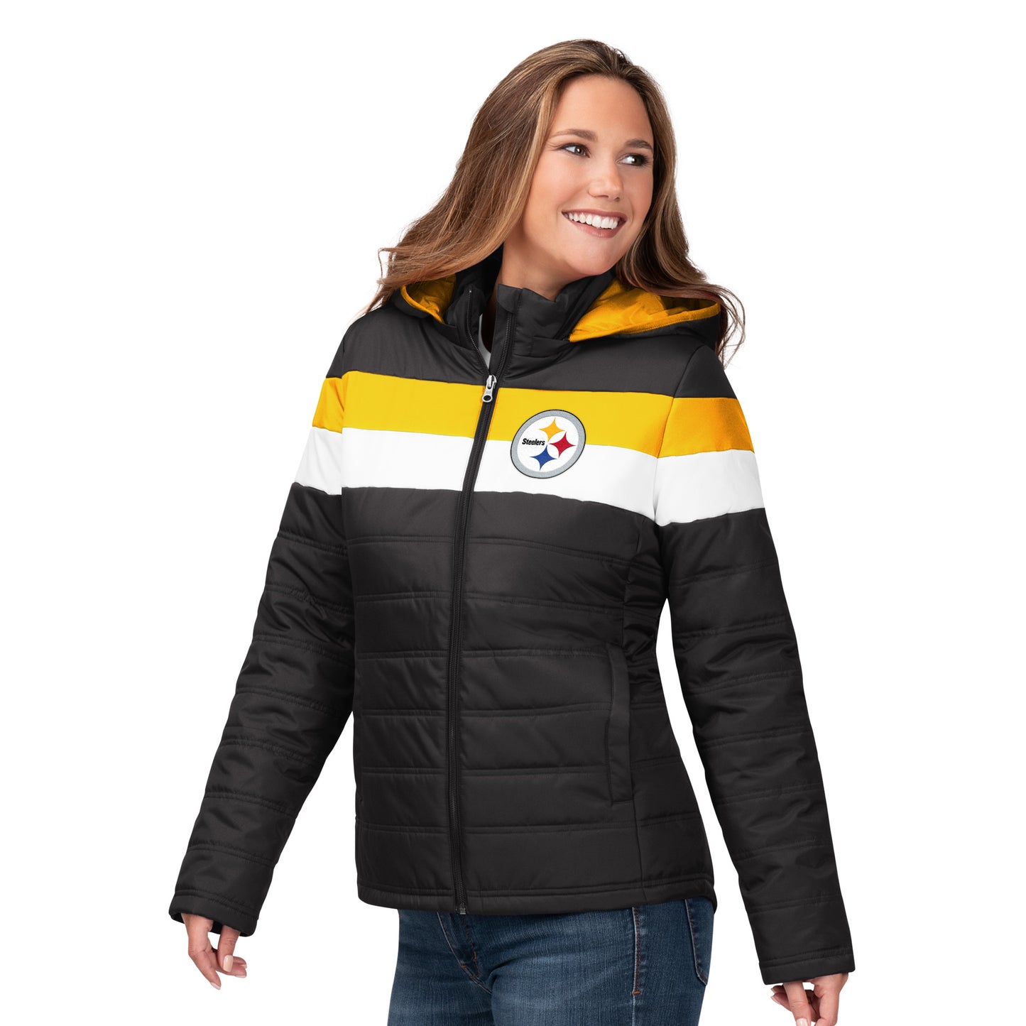 Pittsburgh Steelers G-III Women's Wild Card Parka Jacket - Black / Yellow