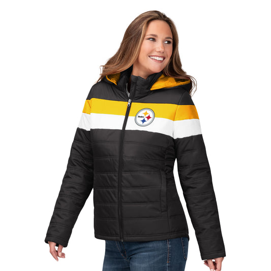Pittsburgh Steelers G-III Women's Wild Card Parka Jacket - Black / Yellow