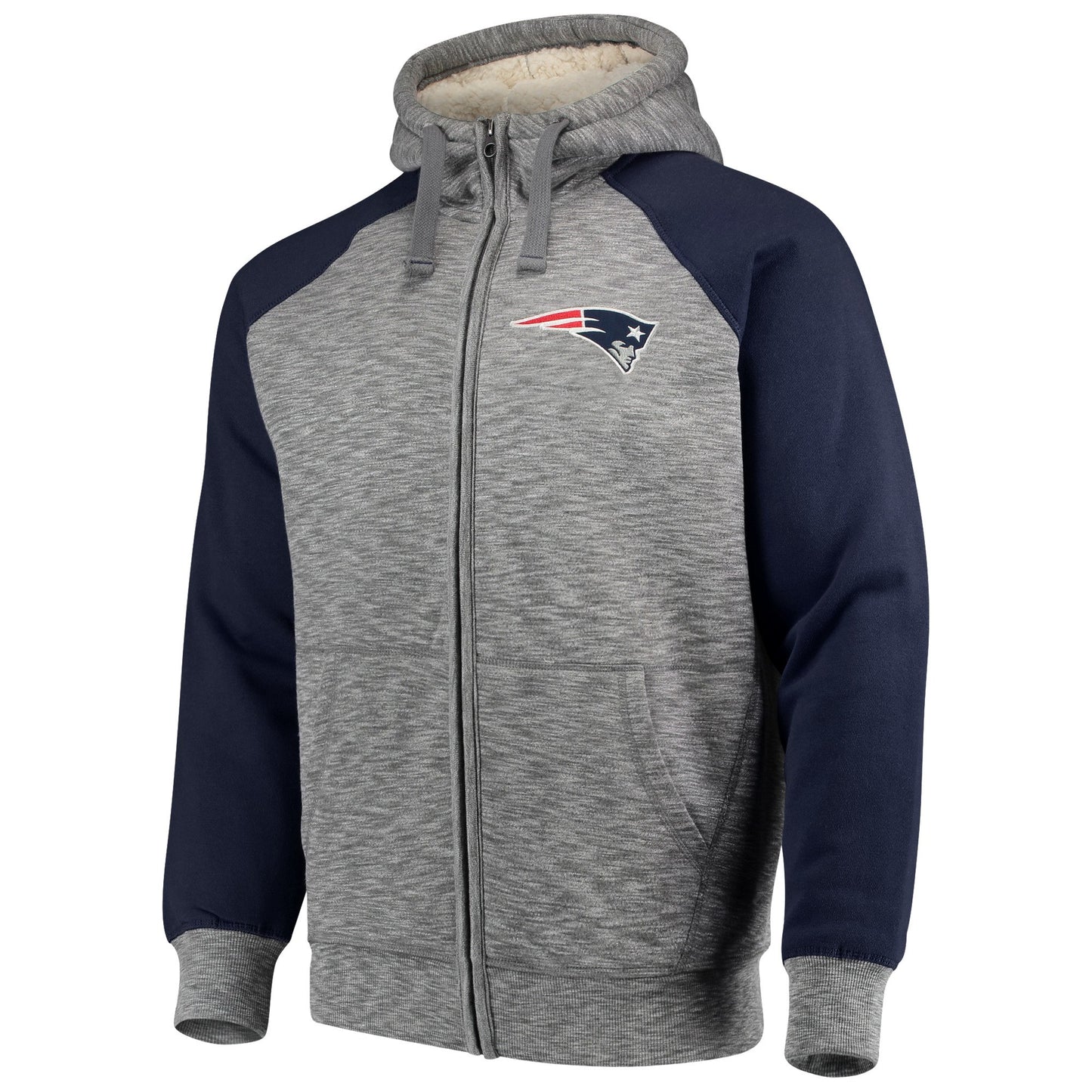 New England Patriots Heathered Gray/Blue Turning Point Hooded Jacket by G-III