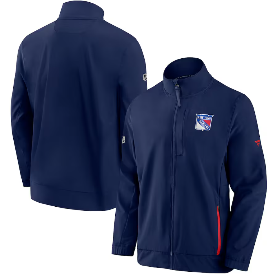 New York Rangers Fanatics Authentic Pro Rink Coaches Full-Zip Jacket - Navy
