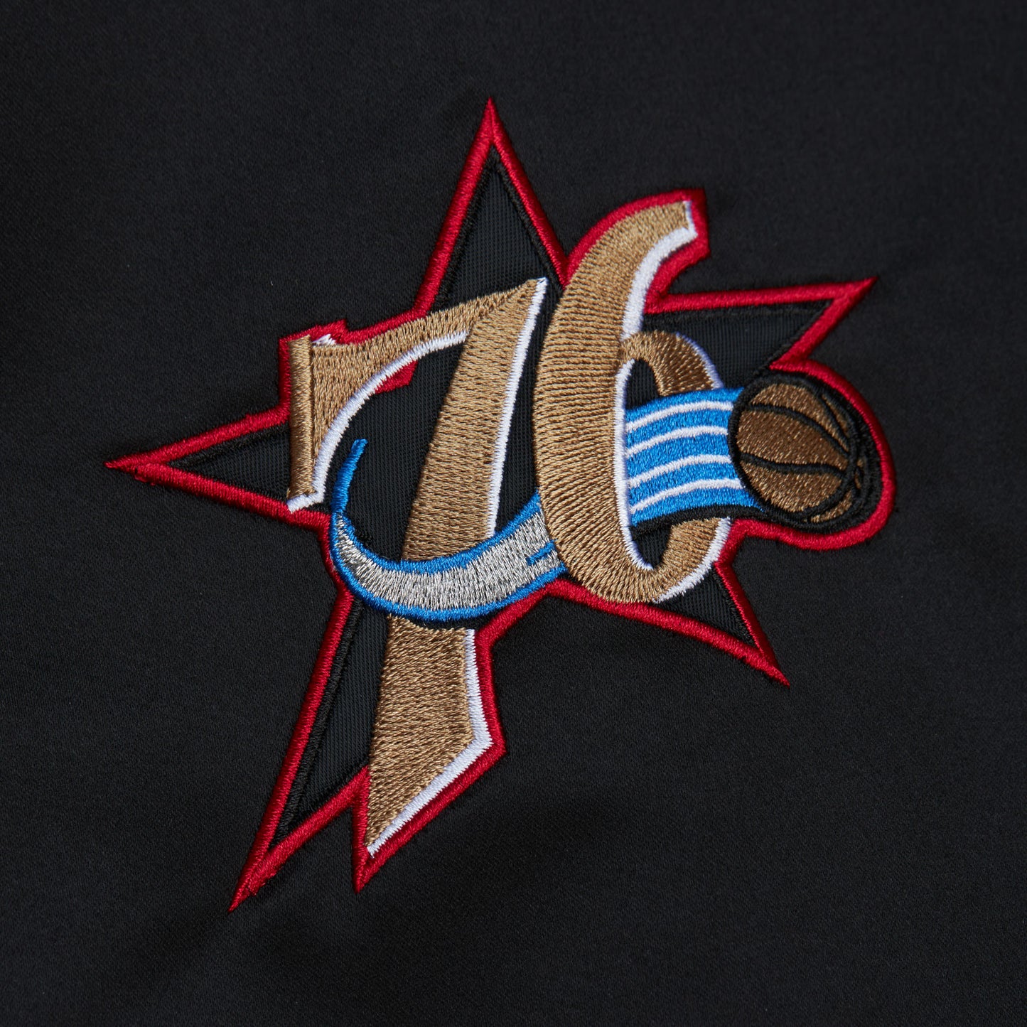 Philadelphia 76ers Mitchell & Ness Black Heritage Lightweight Satin Jacket