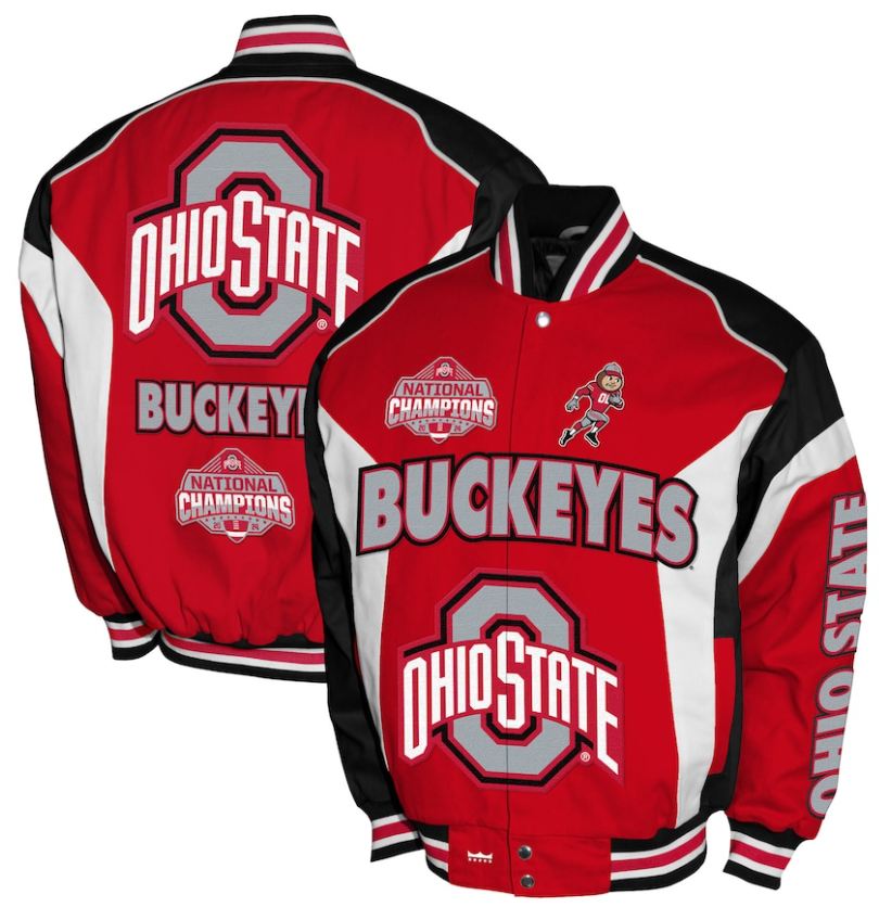 Ohio State Buckeyes Franchise Club College Football NCAA 2024 National Champions Full-Snap Twill Jacket - Scarlet