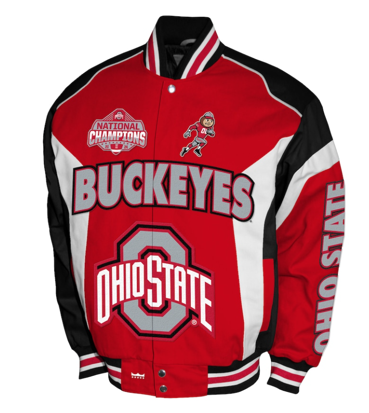 Ohio State Buckeyes Franchise Club College Football NCAA 2024 National Champions Full-Snap Twill Jacket - Scarlet