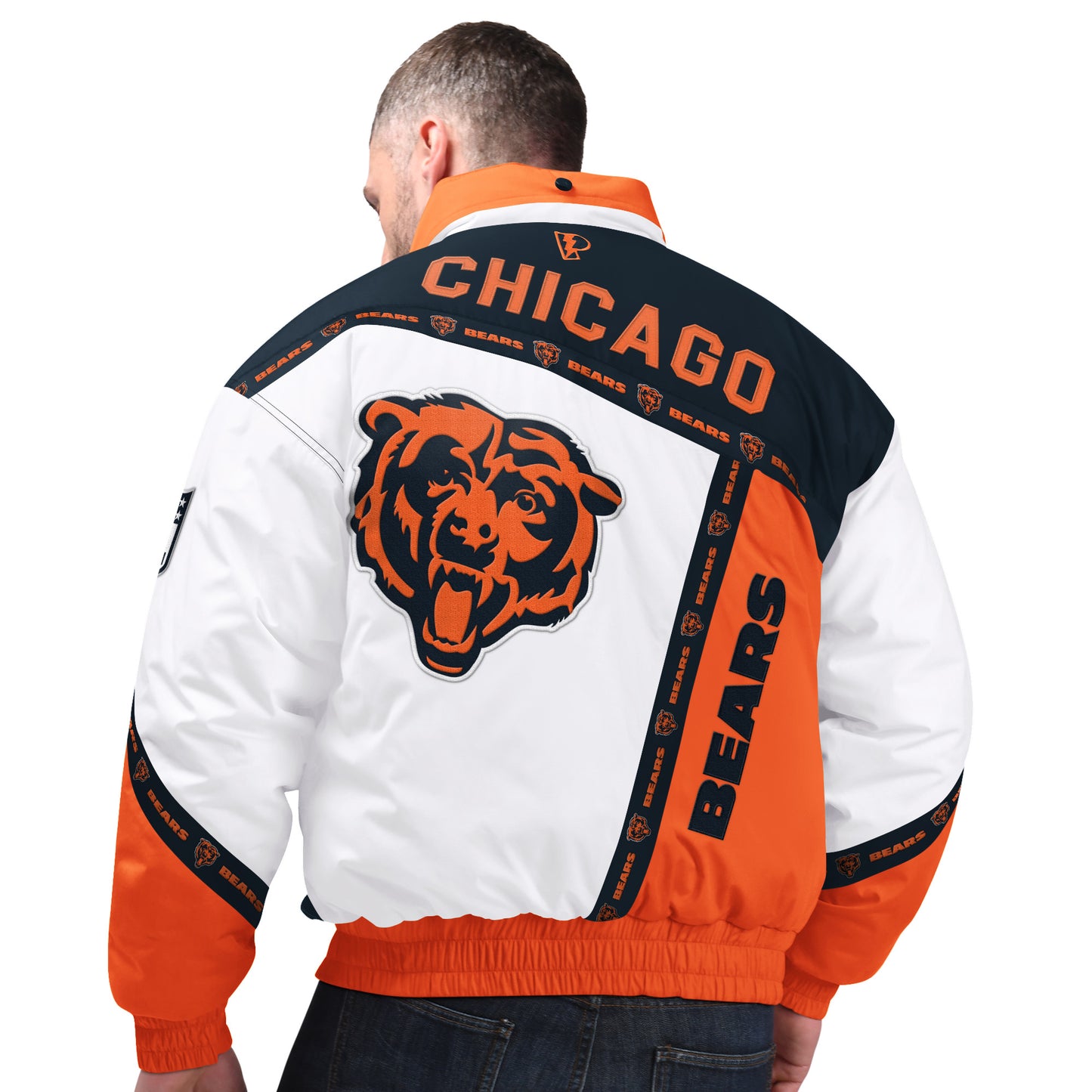 Chicago Bears Pro Player Navy Tape Jacket with Hood