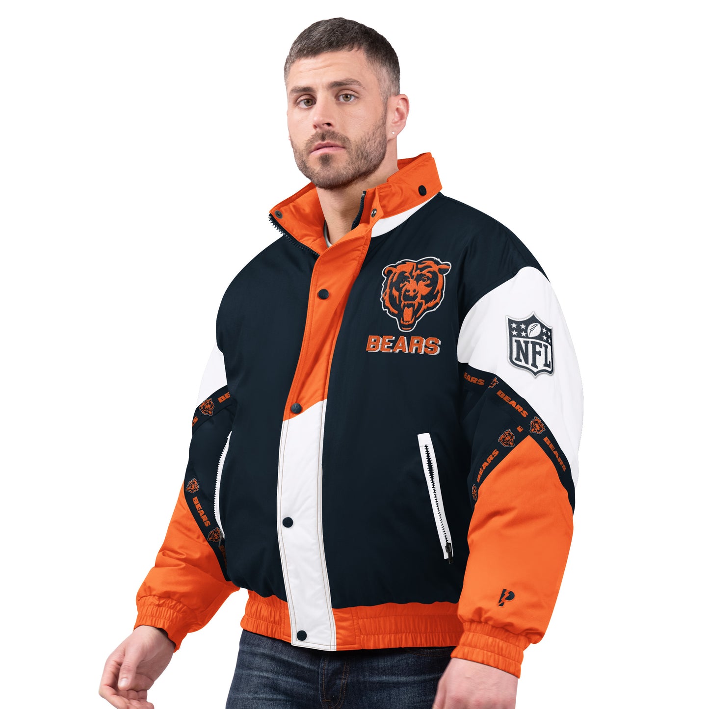 Chicago Bears Pro Player Navy Tape Jacket with Hood