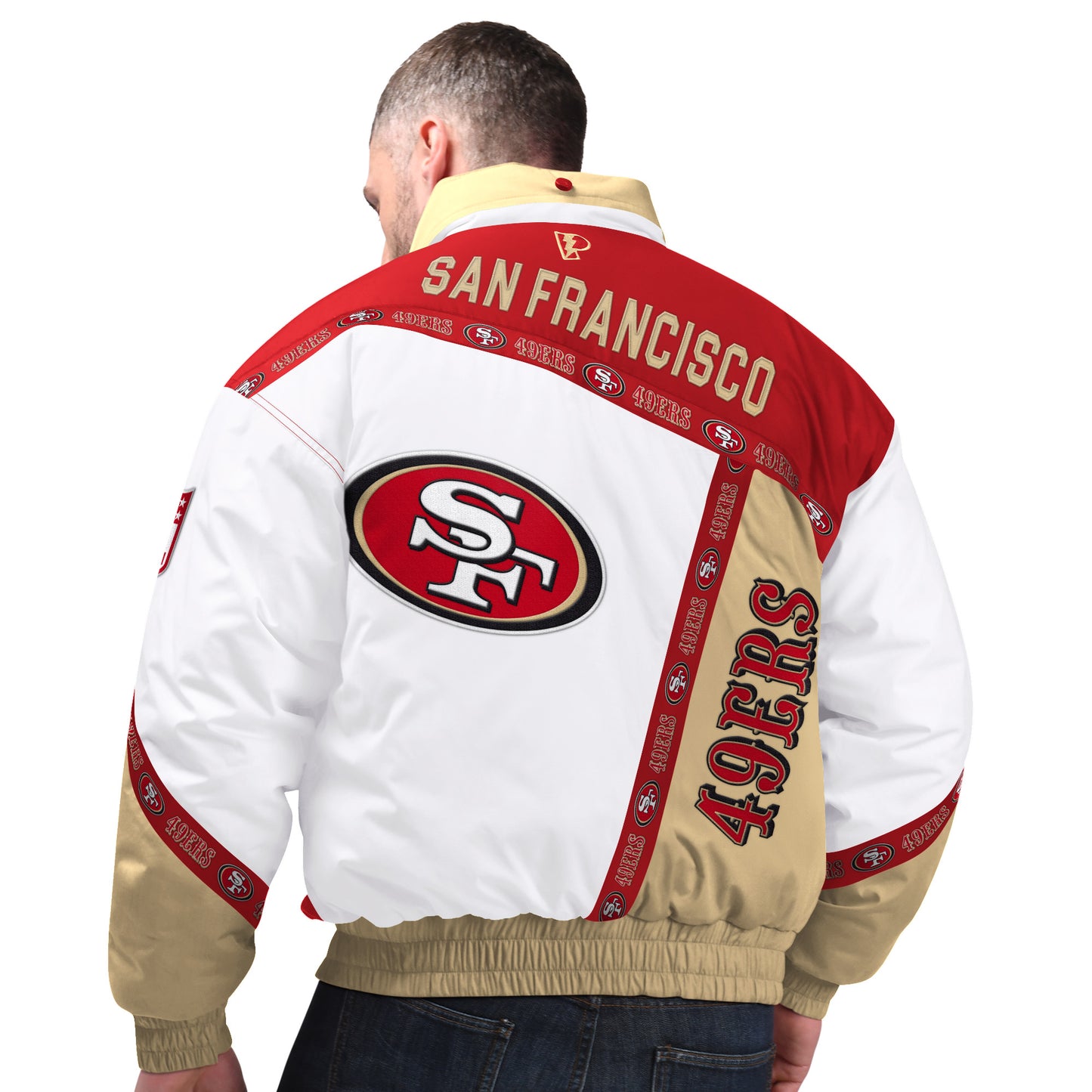San Francisco 49ers Pro Player Garnet Red Tape Jacket with Hood