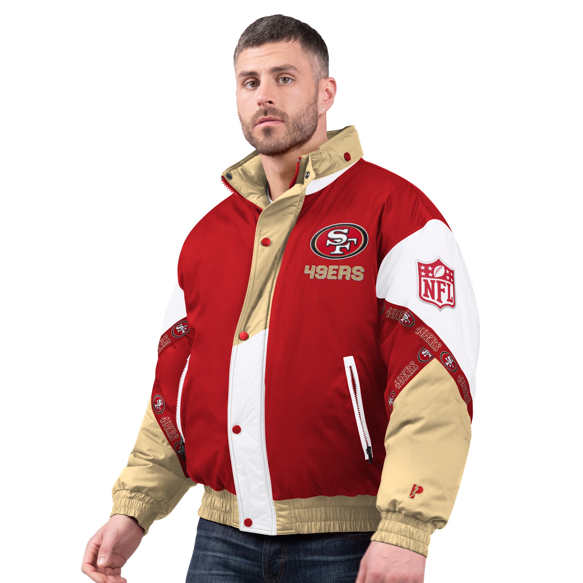 San Francisco 49ers Pro Player Garnet Red Tape Jacket with Hood
