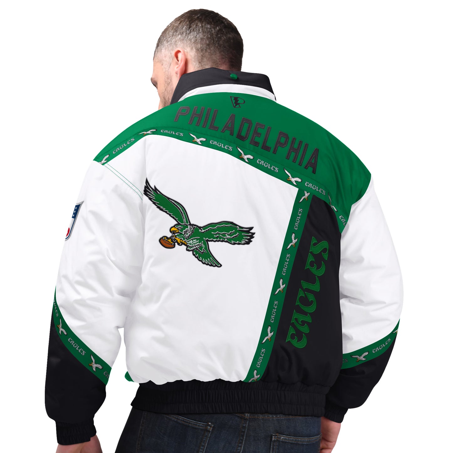 Philadelphia Eagles Pro Player Kelly Green Tape Jacket with Hood