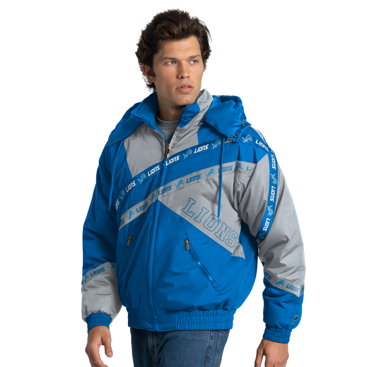 Detroit Lions Pro Player Double Tape Hooded Jacket