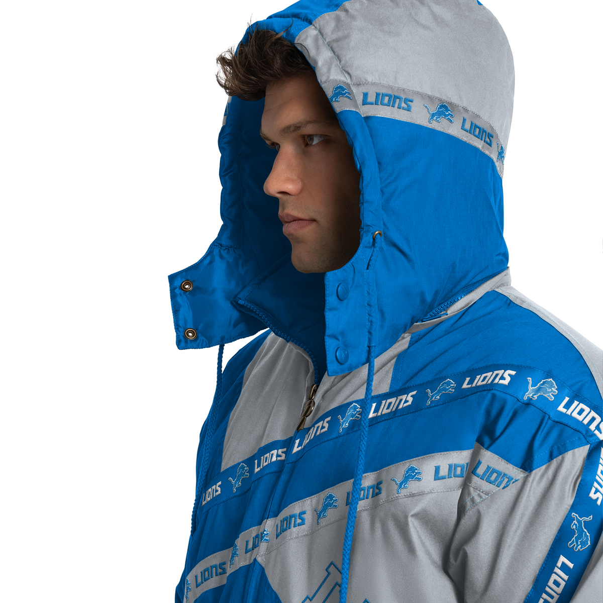 Detroit Lions Pro Player Double Tape Hooded Jacket