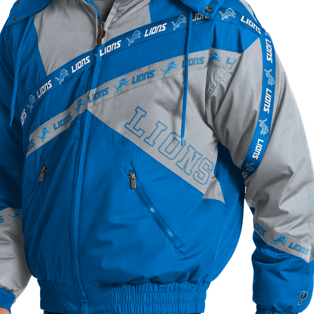 Detroit Lions Pro Player Double Tape Hooded Jacket