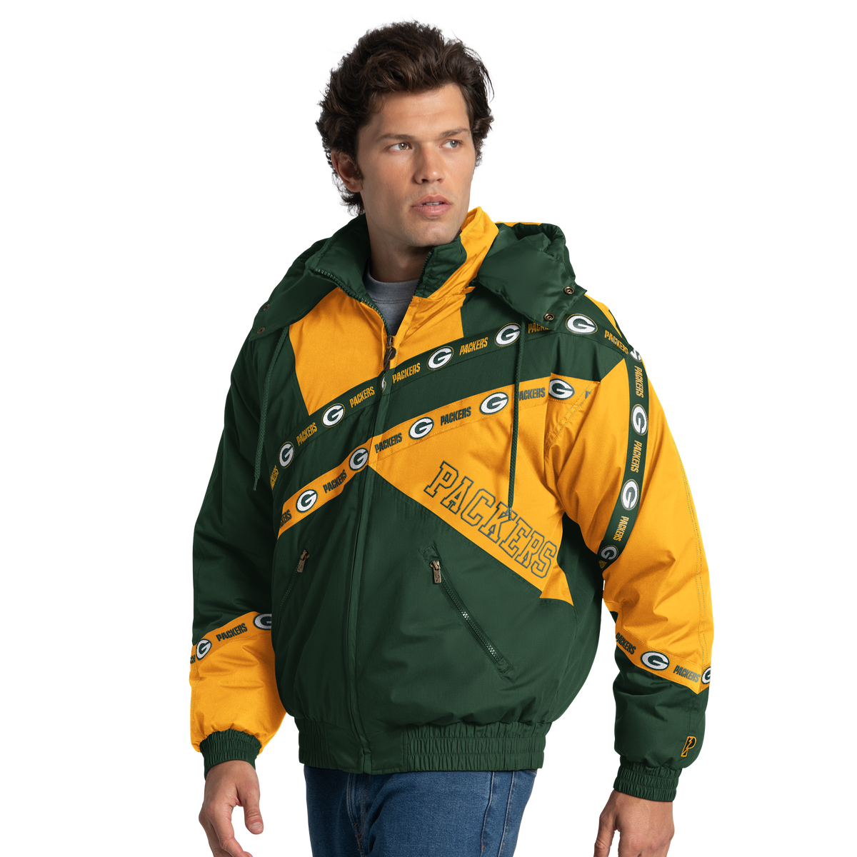 Green Bay Packers Pro Player Double Tape Hooded Jacket