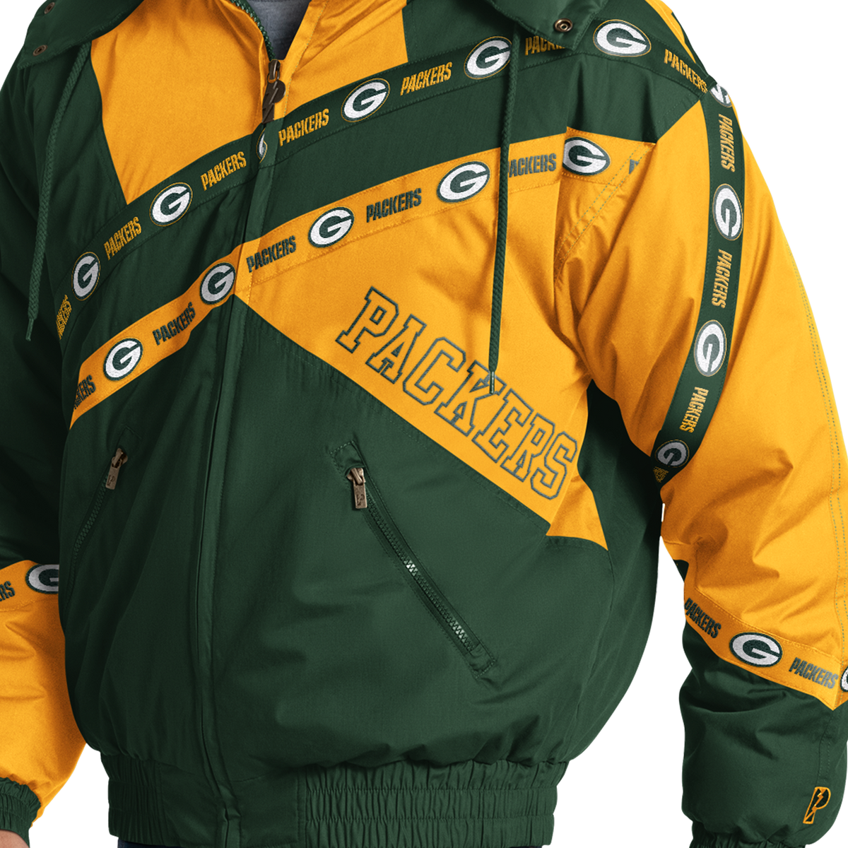 Green Bay Packers Pro Player Double Tape Hooded Jacket