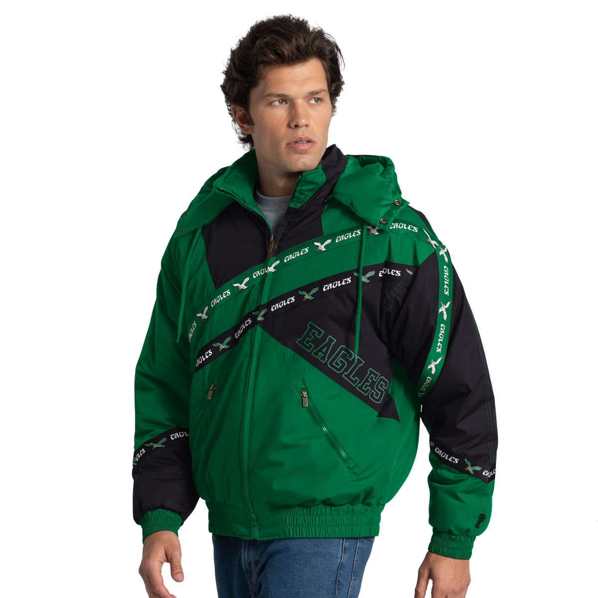 Philadelphia Eagles Pro Player Double Tape Hooded Jacket