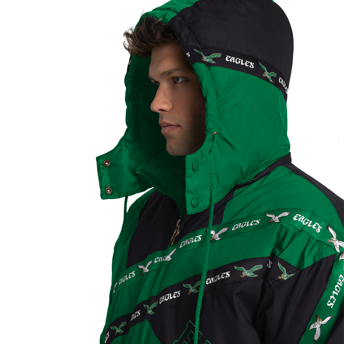 Philadelphia Eagles Pro Player Double Tape Hooded Jacket