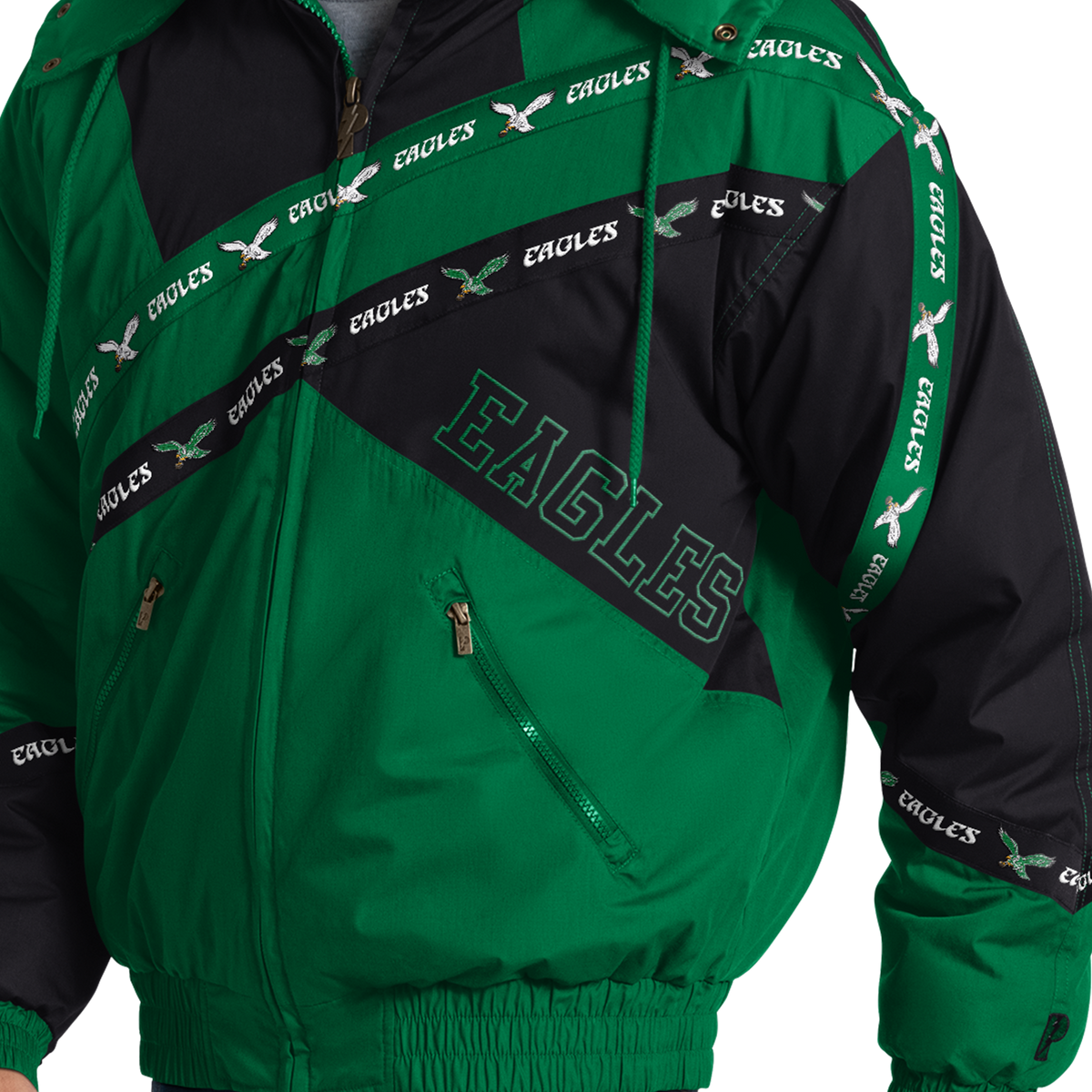 Philadelphia Eagles Pro Player Double Tape Hooded Jacket
