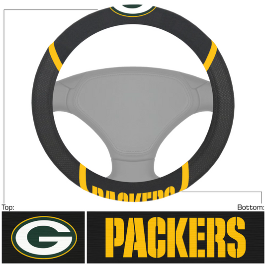 Green Bay Packers Football Grip Steering Wheel Cover