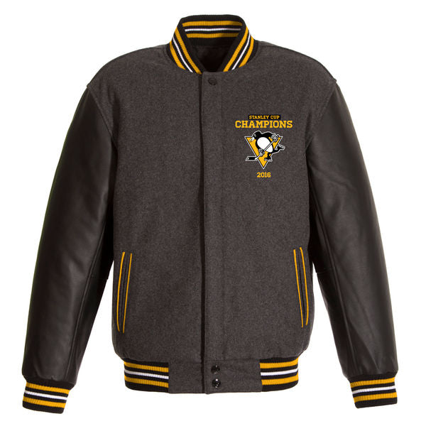 Pittsburgh Penguins JH Design 2016 Stanley Cup Champions Wool Reversible Jacket