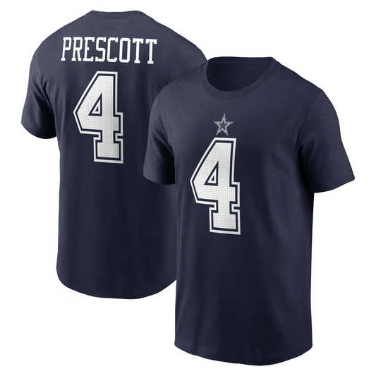 Dallas Cowboys Nike #4 Dak Prescott Name & Tee Navy T-shirts