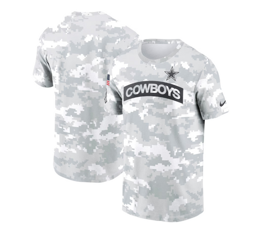 Dallas Cowboys Nike 2024 Salute to Service T- Shirt - White/Gray