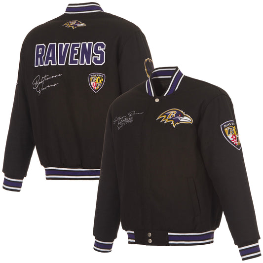 Baltimore Ravens JH Design Reversible Wool Full Snap Jacket-Black