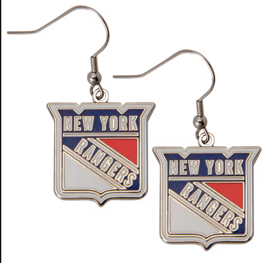 New York Rangers Aminco J-hook Logo Earring